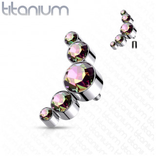 Embout piercing acier � arc de 5 de cristaux (filetage interne) - Vitrail Medium