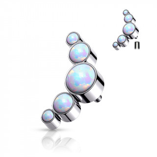 Embout piercing acier � arc de 5 Opales (filetage interne) - Blanc
