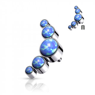 Embout piercing acier � arc de 5 Opales (filetage interne) - Bleu