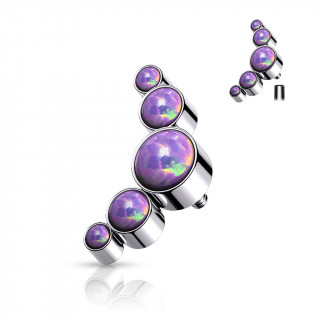 Embout piercing acier � arc de 5 Opales (filetage interne) - Pourpre