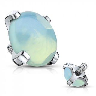 Embout piercing � Jade verte griff�e (pour tige filetage interne)