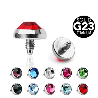 Embout piercing microdermal � d�me plat serti en titane grade 23