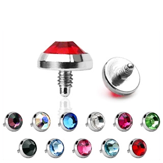 Embout piercing microdermal d�me plat serti en acier