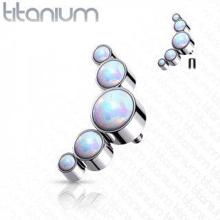 Embout piercing Titane G23 � arc de 5 Opales (filetage interne) - Blanc