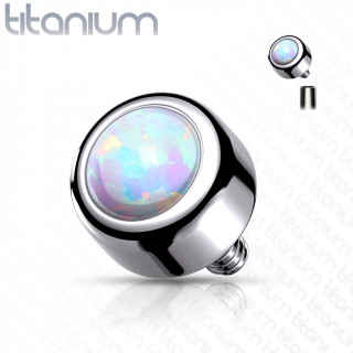 Embout piercing Titane G23 � Opale (filetage interne) - Blanc