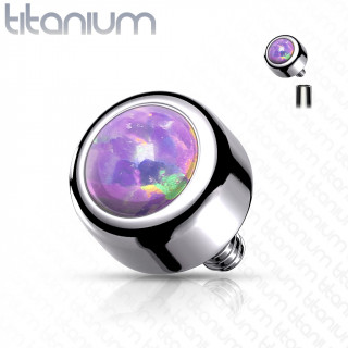 Embout piercing Titane G23 � Opale (filetage interne) - Violet
