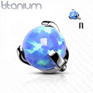 Embout piercing Titane G23 � perle d'Opale Bleue (filetage interne)