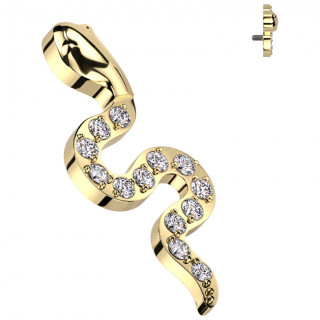 Embout Serpent chic en Titane dor� � zirconiums (pour filetage interne)