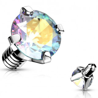 Embout strass Aurore Bor�ale en acier pour piercing (pour tige filetage interne)