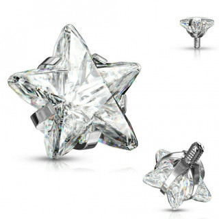 Embout strass �toile Clair en acier pour piercing (pour tige filetage interne)