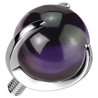 Embout Titane en pierre d'Amethyste pour tige de piercing � filetage interne