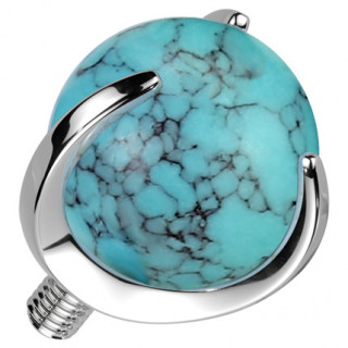Embout Titane en pierre de Turquoise pour tige de piercing � filetage interne
