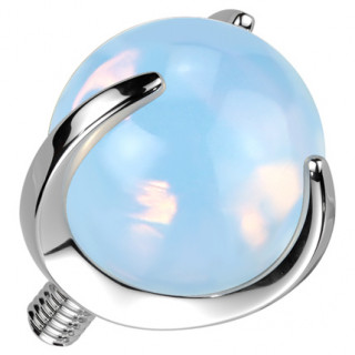 Embout Titane en pierre d'Opalite pour tige de piercing � filetage interne