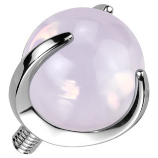 Embout Titane en pierre d'Opalite rose pour tige de piercing � filetage interne