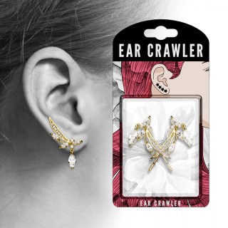 Epingles d'oreilles dor�es � plume royale (Paire)