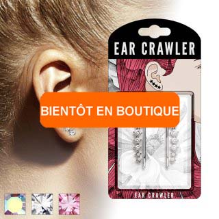 Epingles d'oreilles cuivr�es � 7 strass asym�triques (Paire)