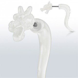 Faux �carteur dragon oriental blanc en acrylique