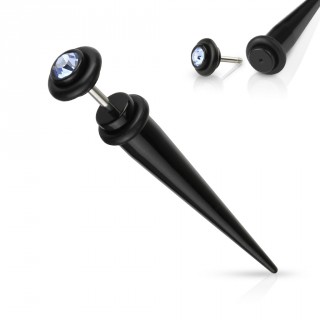 Faux �carteur en acrylique noir � strass bleu clair