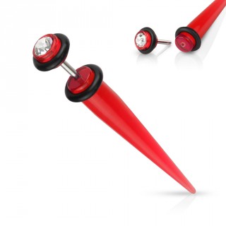 Faux �carteur en acrylique rouge � strass