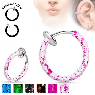 Faux piercing anneau oreille ou nez (sans per�age) � motif �claboussures