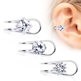 Faux piercing cartilage � clip avec strass