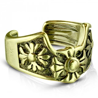 Faux piercing cartilage � croix fleur de lys - Bronze