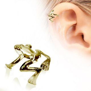 Faux piercing cartilage h�lix dor� en forme de grenouille