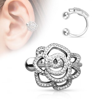 Faux piercing cartilage oreille avec rose perl�e