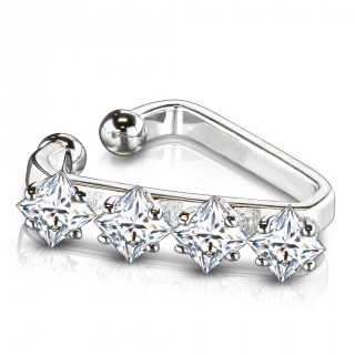 Faux piercing cartilage oreille triangulaire � strass losange