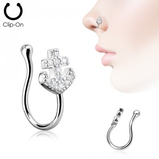Faux piercing nez � ancre marine strass