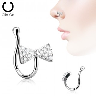 Faux piercing nez � noeud papillon strass