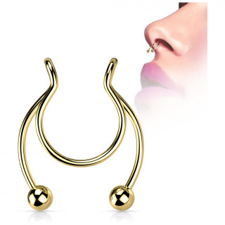 Faux piercing nez septum en acier Dor�