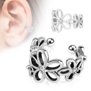 Faux piercing oreille circulaire � fleurs