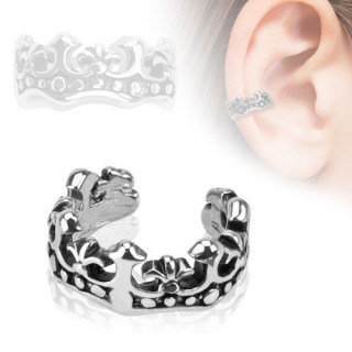 Faux piercing oreille en forme de couronne � fleur de Lys