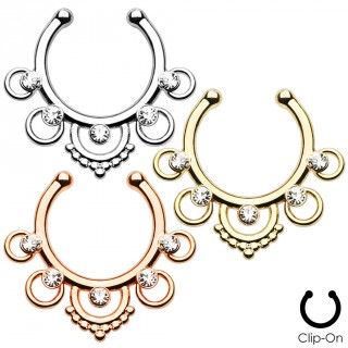 Faux piercing septum � anneaux perl�s sertis