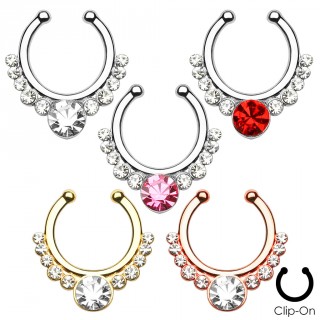 Faux piercing septum � arc de pierres �l�gant