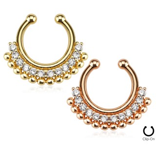 Faux piercing septum � arc de pierres et perles