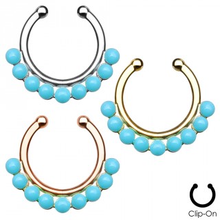 Faux piercing septum � demie-perles bleues