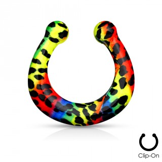 Faux piercing septum � motif arc en ciel tachet�