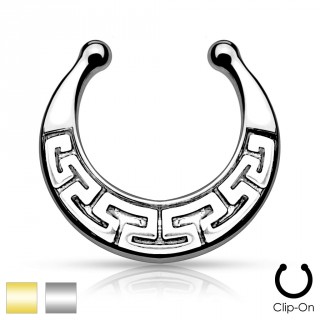 Faux piercing septum � motif labyrinthe style Maya