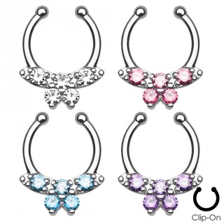 Faux piercing septum � papillon de pierres stylis�