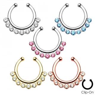 Faux piercing septum � rang�e de pierres en arc