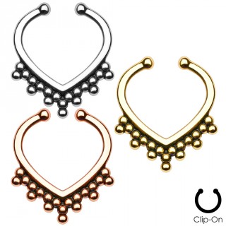 Faux piercing septum en forme de coeur perl�