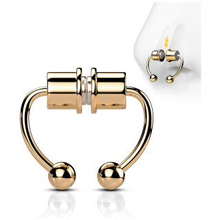 Faux piercing septum magn�tique (aimants) fer � cheval en acier Cuivr�