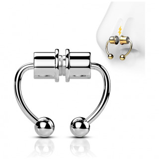 Faux piercing septum magn�tique (aimants) fer � cheval en acier Inox