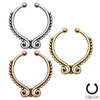 Faux piercing septum perl� � spirales style vintage