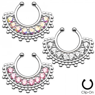 Faux piercing septum style �ventail tribal argent�