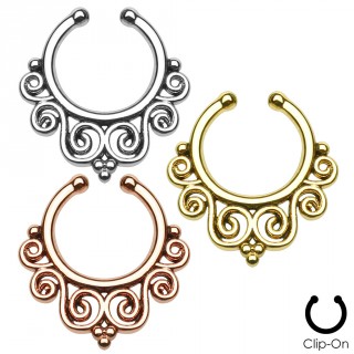 Faux piercing septum style tribal � spirales