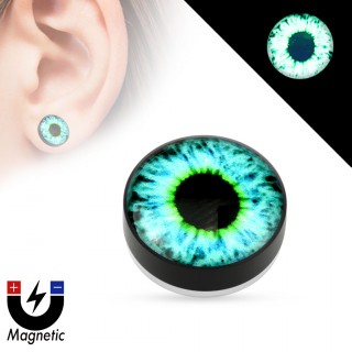 Faux plug d'oreille avec oeil fluo (magn�tique - sans per�age)