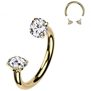 Fer � cheval dor� en Titane � zirconiums clairs (filetage interne)